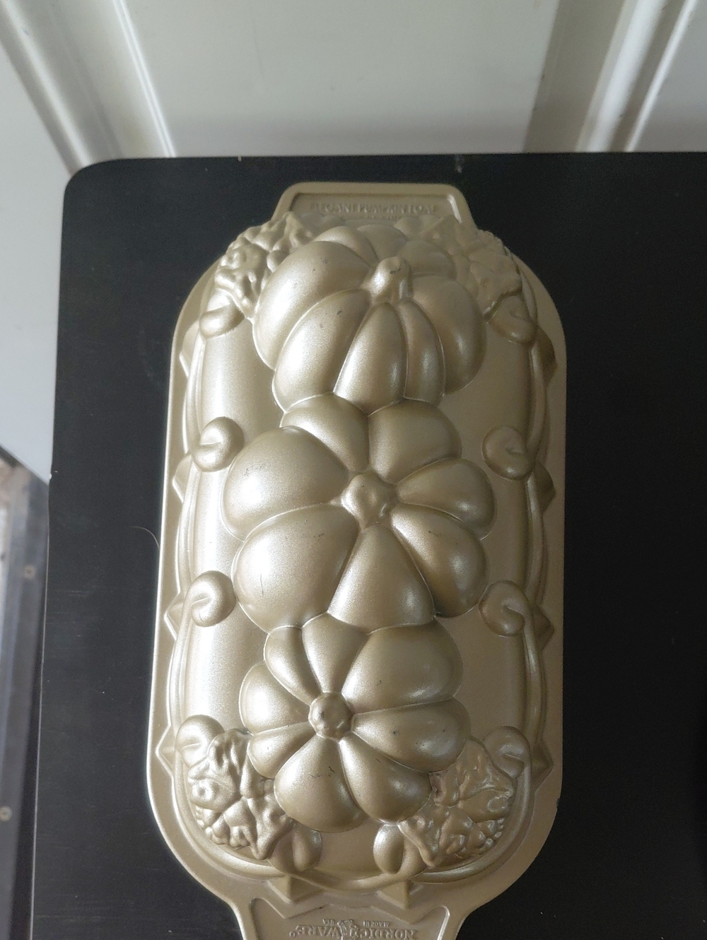 Nordic Ware Elegant Pumpkin Loaf Pan in Metallic Cream